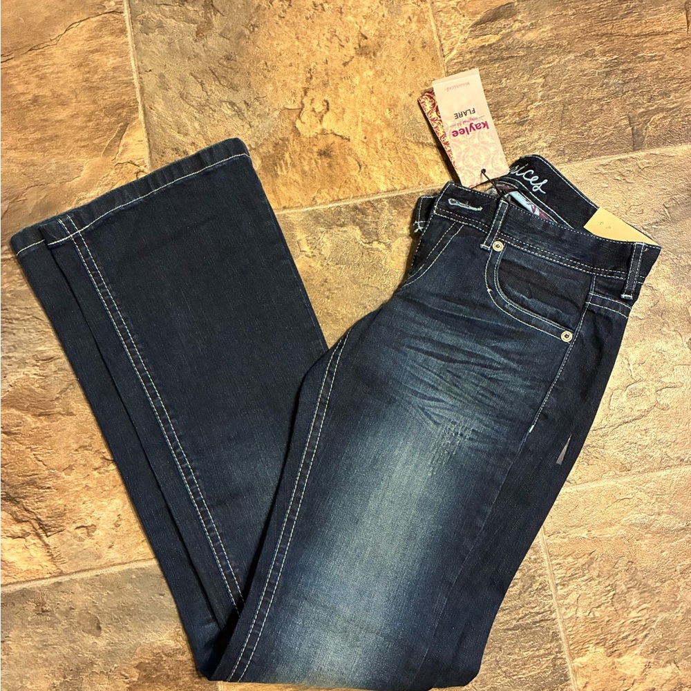 Maurices Dark Blue Flare Jeans 3/4